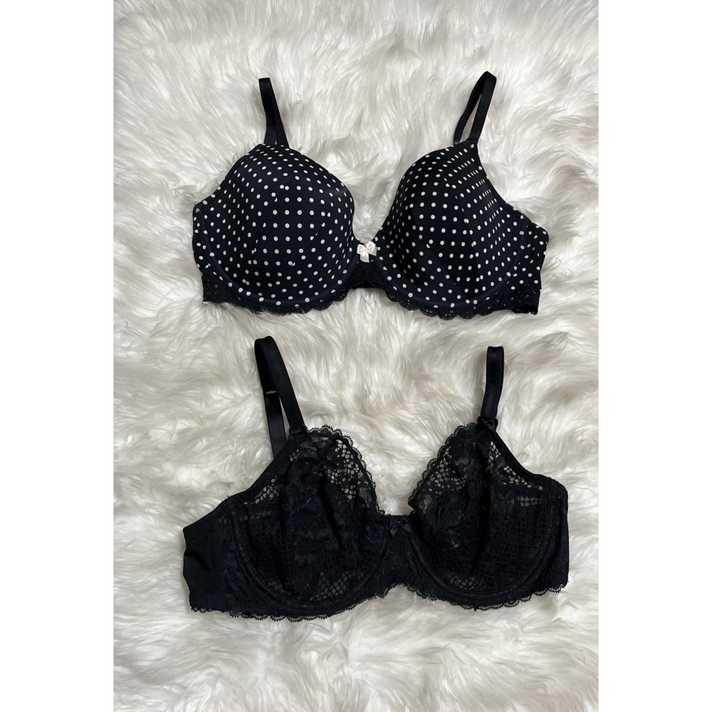 Adore Me Bra Size 38 D Black Lace‎ Underwire Set of 2